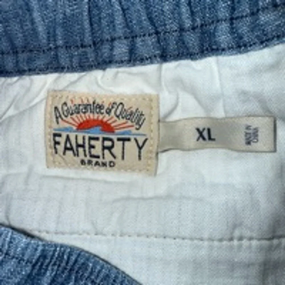 Faherty Mens XL Essential Cotton Stretch Pull On‎ Shorts Indigo Blue